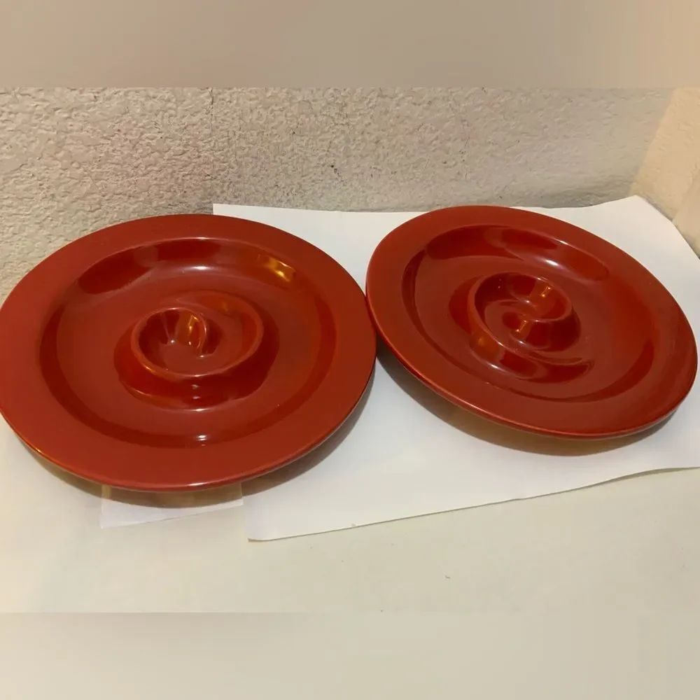 The Perfect Pasta Plate Swirl Design - Set of 2 Plates in Red NWOB
